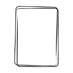 Frame border curved double line grunge shape icon, vertical rectangle decorative doodle element for design in vector illustration
