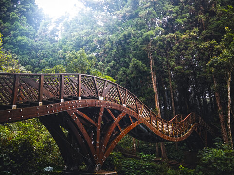 Walkway bridge at Xitou Nature Education Area in Nantou County, Taiwan.