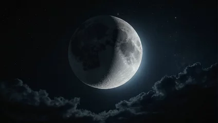 Foto auf Acrylglas Vollmond und Bäume full moon over the sky