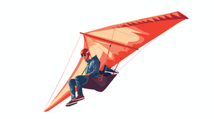 Young man on a hang glider. Extreme. Flat Vector