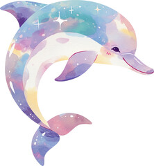 Colorful dolphin isolated on transparent background
