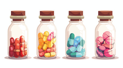 Capsules in glass bottle vector flat isolated vec
