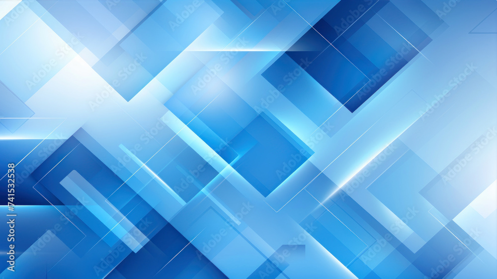 Wall mural abstract blue technology background with squares.