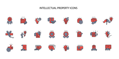 Intellectual property icon set.vector.Editable stroke.linear style sign for use web design,logo.Symbol illustration.