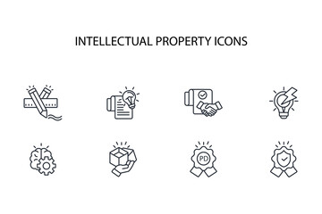 Intellectual property icon set.vector.Editable stroke.linear style sign for use web design,logo.Symbol illustration.