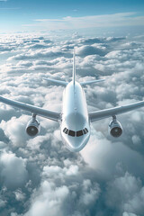 A plane flying above the clouds