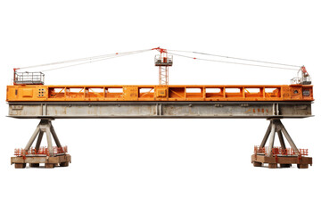 Steel Beams Placement with Crane Isolated on Transparent Background