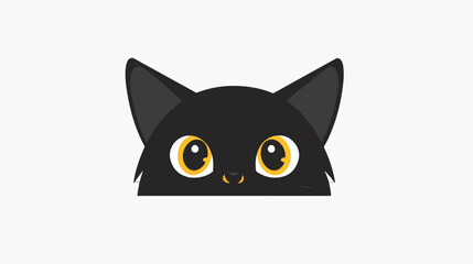 Cat head silhouette. Black peeking kitten face