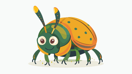 Cartoon beetle bug. Insect animal. Cute kawaii smile