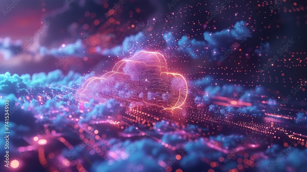 Poster visualization of data flowing through a cloud network, illustrating the concept of data as the new o