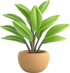 3d style plant pot isolated on transparent background.PNG