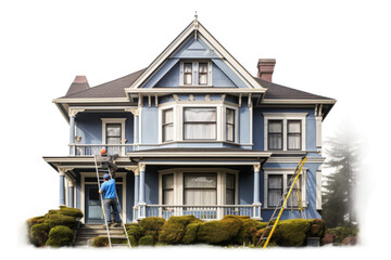 Expert Exterior Painter Beautifying Homes Isolated on Transparent Background