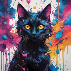 amazing watercolor kitty 3D canvas painting