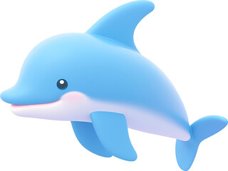 Fototapeta premium Cute dolphin 3d style isolated on transparent background.PNG