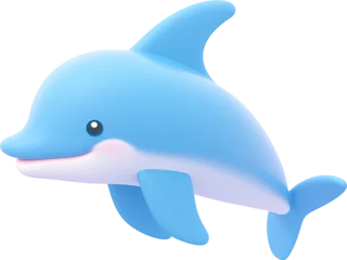 Fotobehang Cute dolphin 3d style isolated on transparent background.PNG © Tran