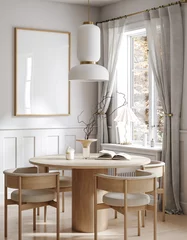 Fotobehang Lengtemeter Home mock up, cozy modern kitchen interior background, 3d render