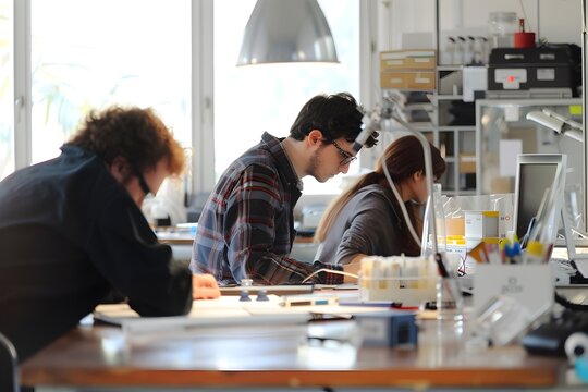 Collaborative Design Process Students Working Together in a Studio