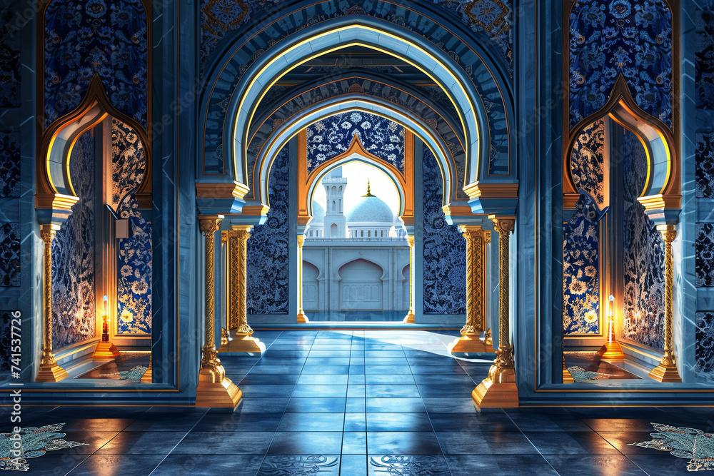 Wall mural an interior design of a beautiful mosque