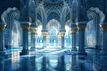 An interior design of a beautiful mosque