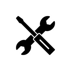 Repair icon isolated on white background. Wrench and screwdriver icon. settings vector icon. Maintenance. tools