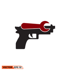 Handgun repair icon vector graphic of template, solid style, sign and symbol logo