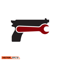 Handgun repair icon vector graphic of template, solid style, sign and symbol logo