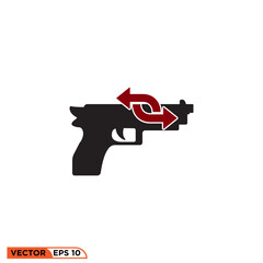 Pistol function arrow icon vector graphic of template 