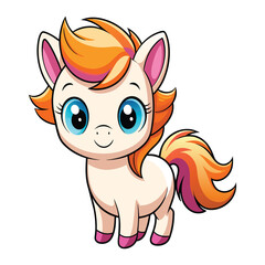 Vector of Cartoon cute baby Horse on white