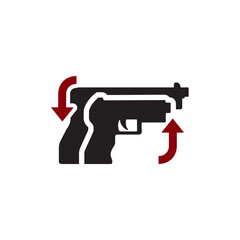 Pistol function arrow icon vector graphic of template