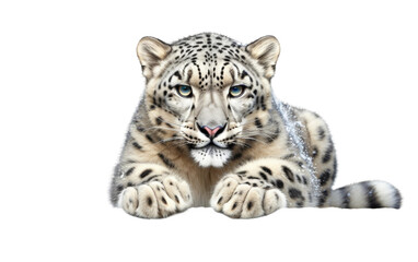 Obraz premium Regal Snow Leopard on white background