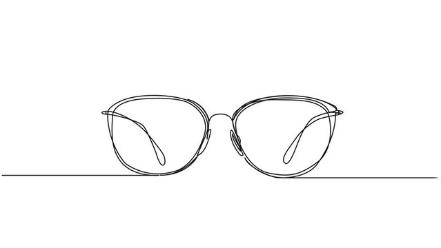 animated continuous single line drawing of pair of eyeglasses, line art animation