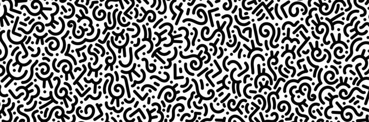 Arrière-plan abstrait de lignes et formes géométriques noires - Design moderne décoratif - Bannière conceptuelle vectorielle - Papier-peint original, illustrations minimalistes - Arrondis