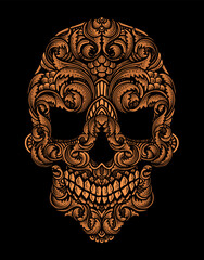 Isolated vector skull engraving ornament, T shirt design, Tattoo design