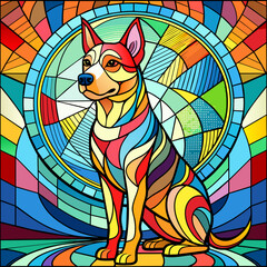 Dog, Stained Glass Style, Full body