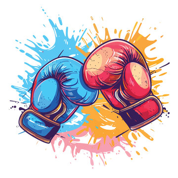 Clash of boxing gloves isolated White background