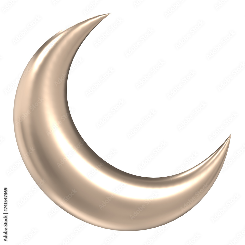 Wall mural Islamic crescent moon icon. Gold crescent moon. Symbol shape design for islamic, religion, ramadan and eid concept