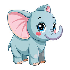 Vector of Cartoon cute baby Elephant on white
