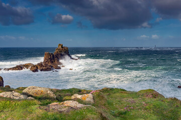 Approaching Storm over Lands End.
Storm clouds gather at Lands End, Cornwall, England.  The rocks...