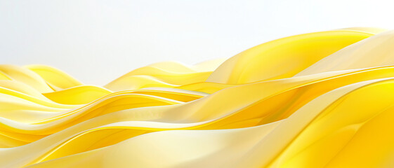 Abstract yellow waves and curves backdrop on white background. Commercial or business banner with copy space.