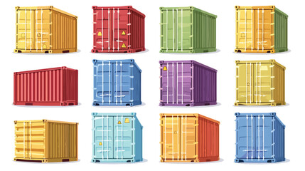 Colorful cargo container vector isolated isolated