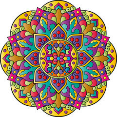 Mandala. Ethnic round ornament. Element for a coloring book cover. Vector illustration.