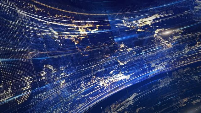 Global earth map rotating digital world breaking news Studio Background 