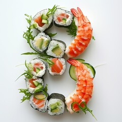 The number 8 is made of sushi. Template for March 8. International Women's Day