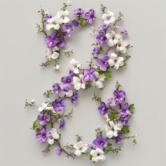 The figure 8 is made of flowers. Template for March 8. International Women's Day