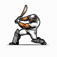 Cricket Player Logo Playing Short Concept isolate