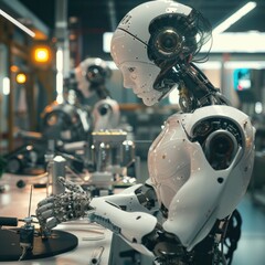 Fototapeta premium The bustling distribution warehouse was a hive of activity as freight transportation workers and warehouse workers moved in synchronization to keep operations running smoothly.