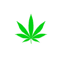 Flat vector icon of marijuana (cannabis) or hemp leaf, for apps and websites, flat black silhouette outline icon, isolated on white, easy to edit