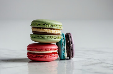 colorful macaroons on isolated background
