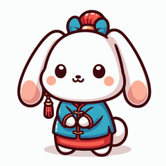 chinese new year rabbit shio sign cartoon illustration