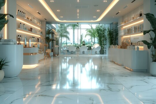 A Beauty Salon Headquarters Office With A Modern Interior Design Of The Retail And Lobby Area